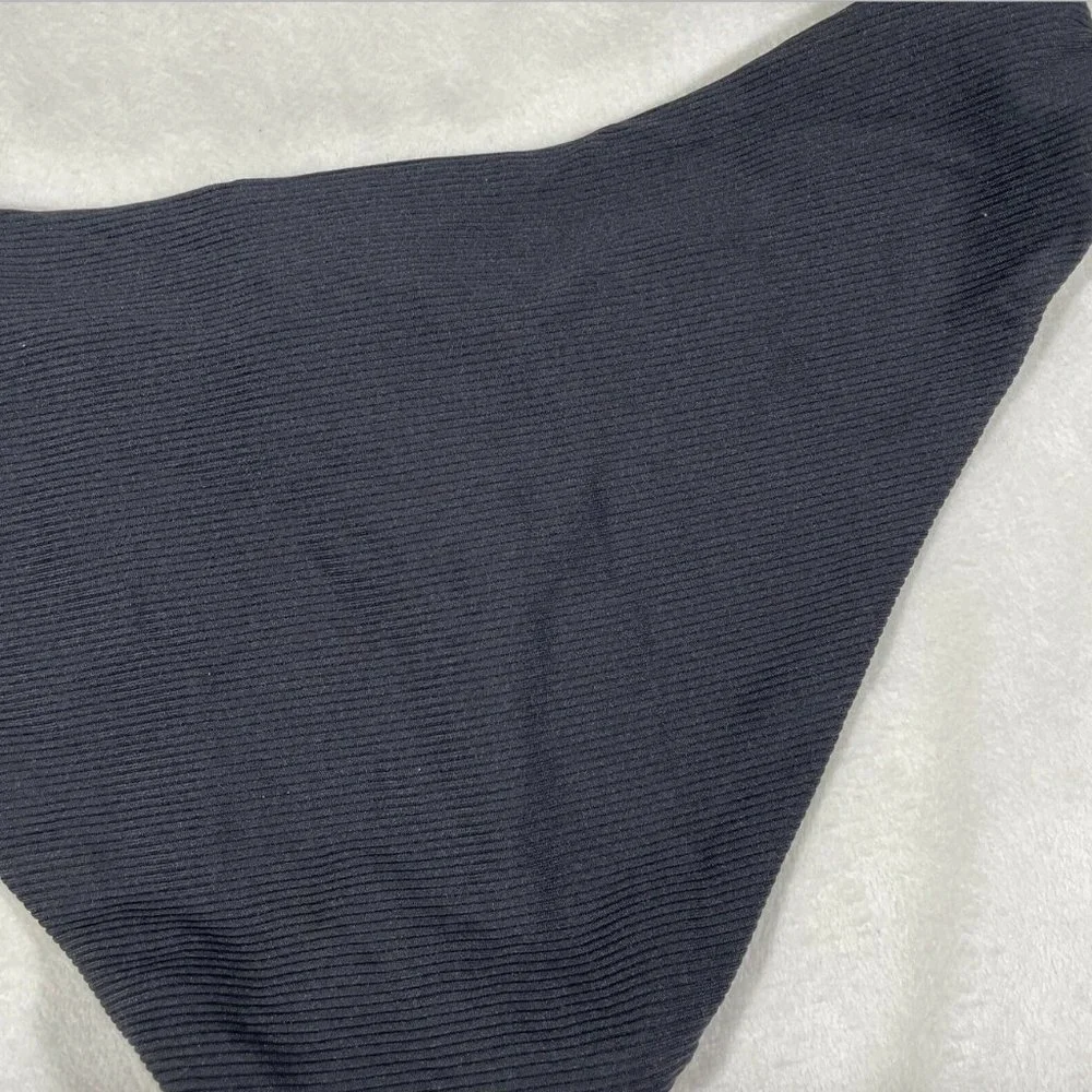 NEW $54 Becca Fine Line Ribbed Bikini Bottoms Black‎ [ SZ Small ]